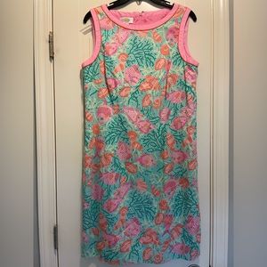 Talbots, Size 10, Pink with Mosaic Fish Pattern Women's Dress